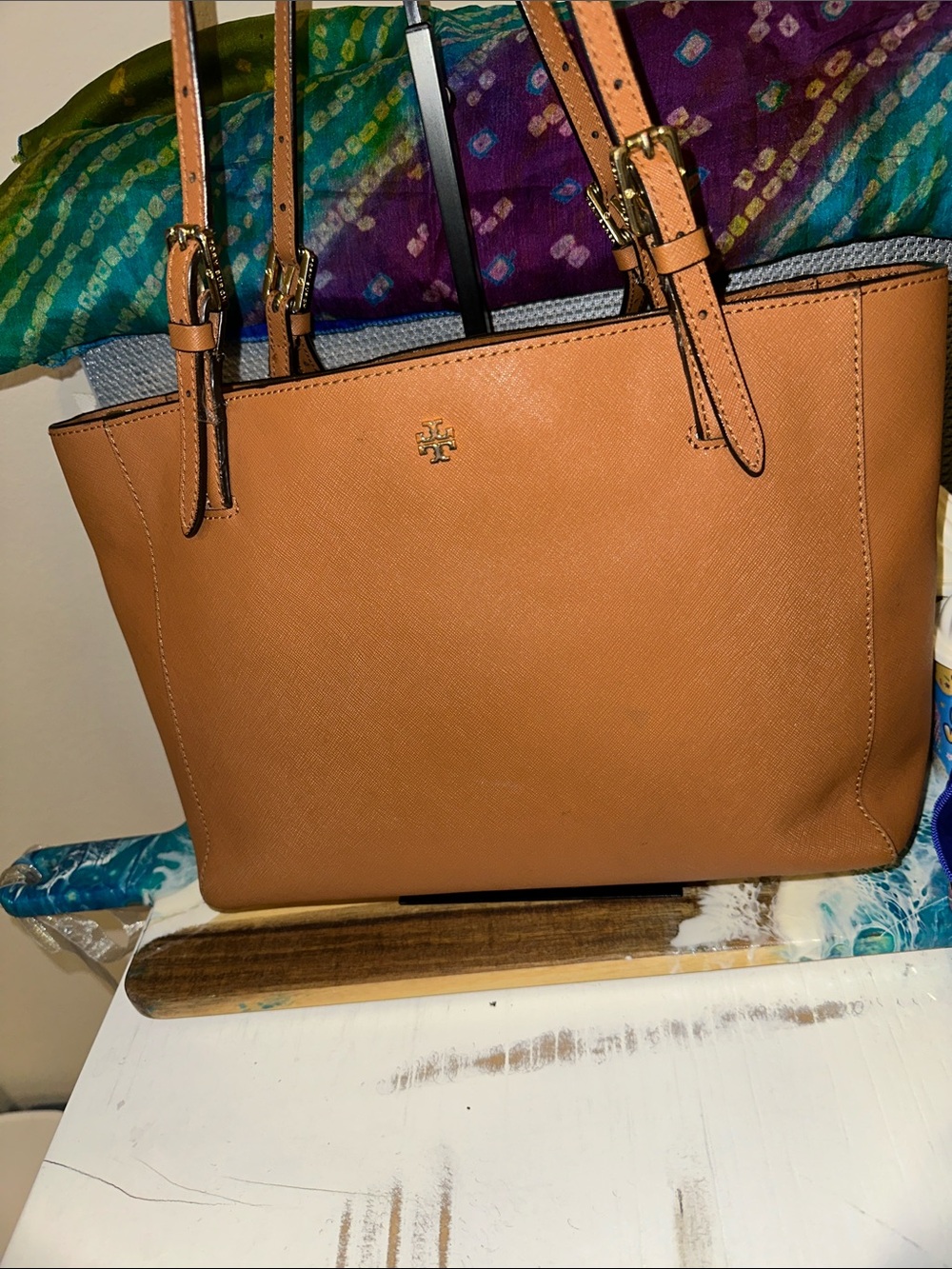 Tory Burch Cognac Leather Double-Handle Tote